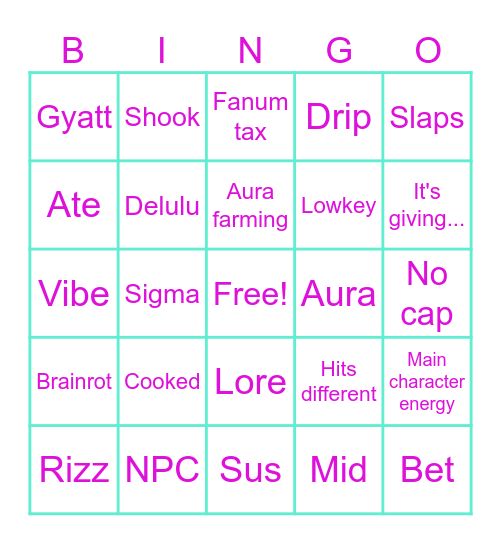 TEEN LIFE Bingo Card