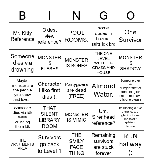fringo bingo backrooms Bingo Card
