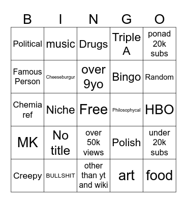 games Bingo Card