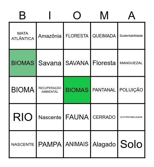 BIOMAS Bingo Card
