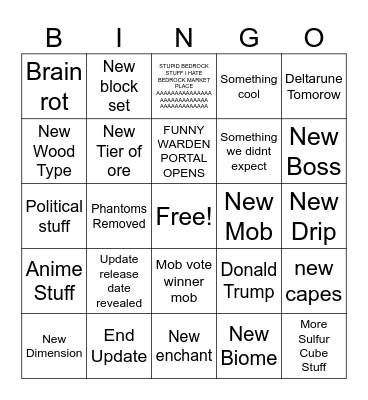 Minecraft Live May 2026 Bingo Card