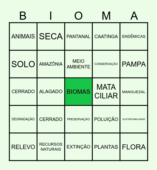 BIOMAS Bingo Card
