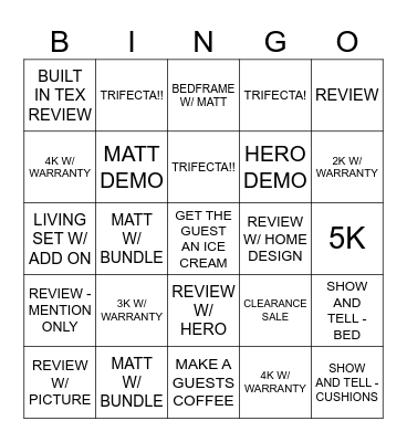 HOME ZONE Bingo Card
