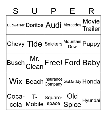 Super Bowl Bingo - Colton Bingo Card