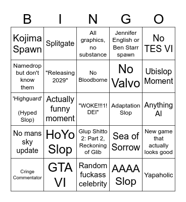 SGF Bingo Card