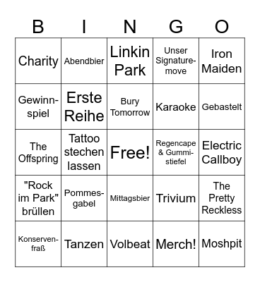 Rock im Park 2026 Bingo Card