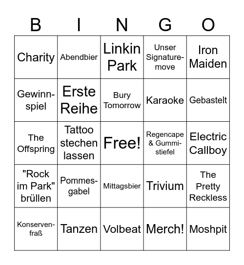 Rock im Park 2026 Bingo Card