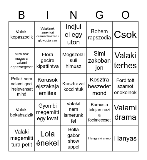 Osztalytalalkozos Bingo Card