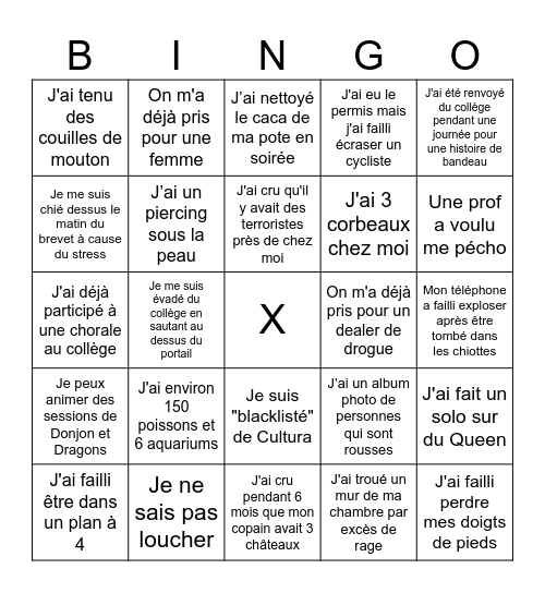 Tatane's bingo Card