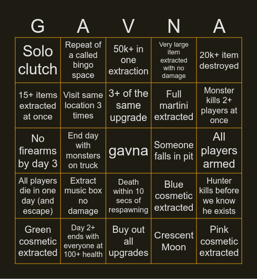 Rebo Pingo Bingo Card