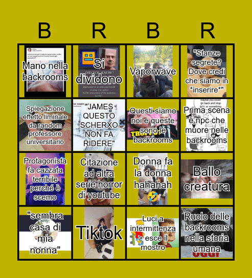 Backrooms Bingo Card