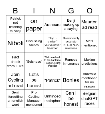 LRCP Bingo Card