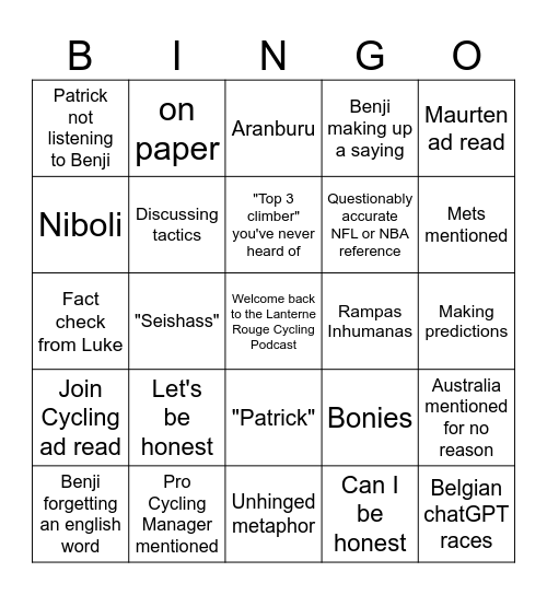 LRCP Bingo Card