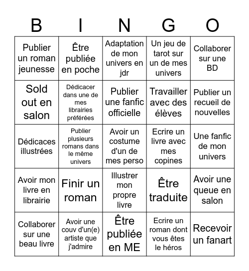 Bingo de l'édition Bingo Card