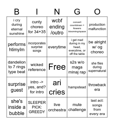 eternal sunshine bingo card Bingo Card