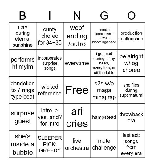 eternal sunshine bingo card Bingo Card