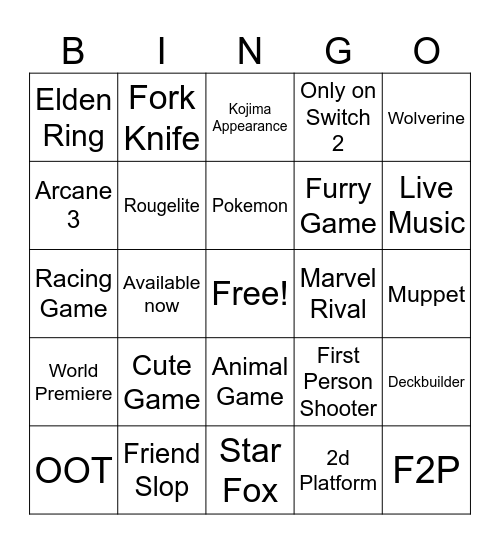 Untitled Bingo Card