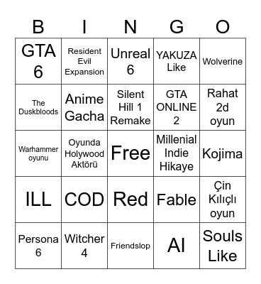 Summer Game Fest 2026 Bingo Card