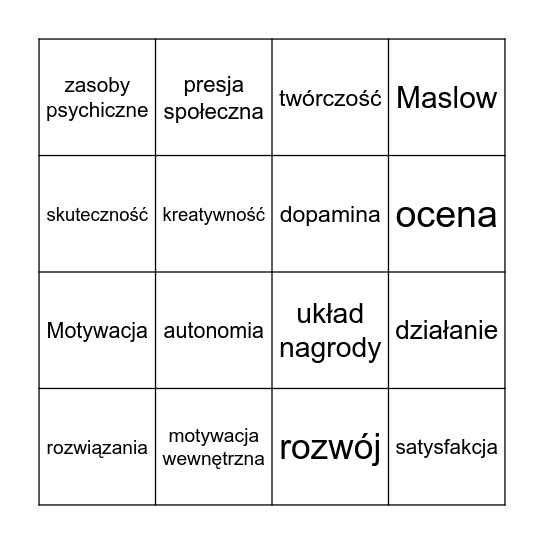 Motywacyjne bingo! Bingo Card