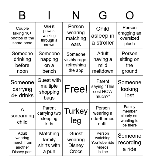 DISNEY BINGO Card