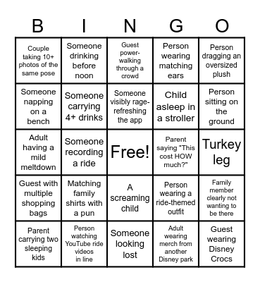 DISNEY BINGO Card