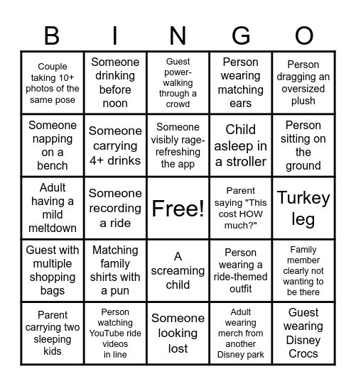 DISNEY BINGO Card