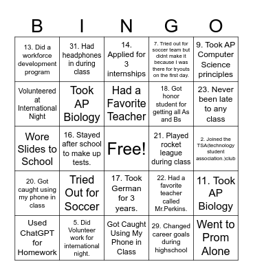Mannaseh Bingo Card