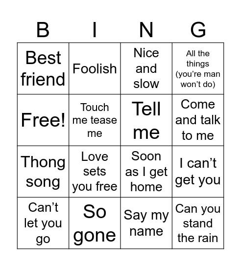 RNB Bingo Card