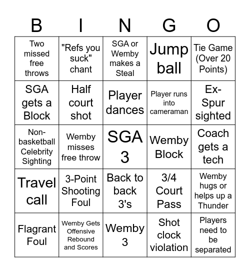 Game 7 Bingo Card