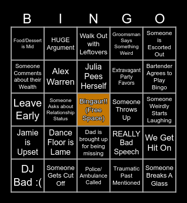 Wedding Bingo Card