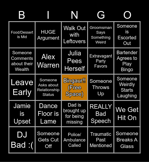 Wedding Bingo Card
