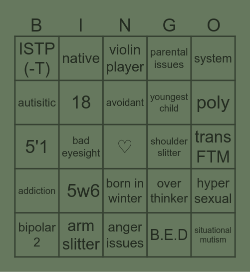 Quinn's bingo Card