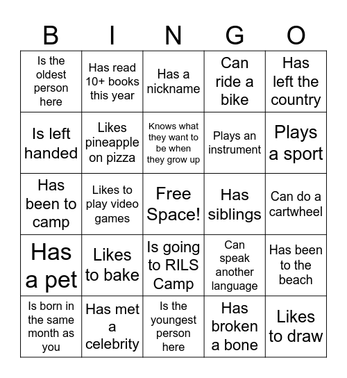 Find Someone Who... Bingo Card