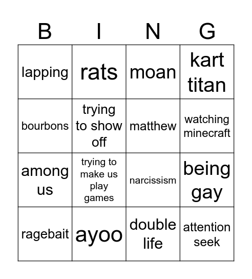 joseph bingo Card
