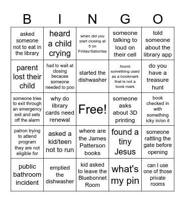 Library Bingo Card