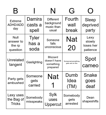OMAM Bingo Card