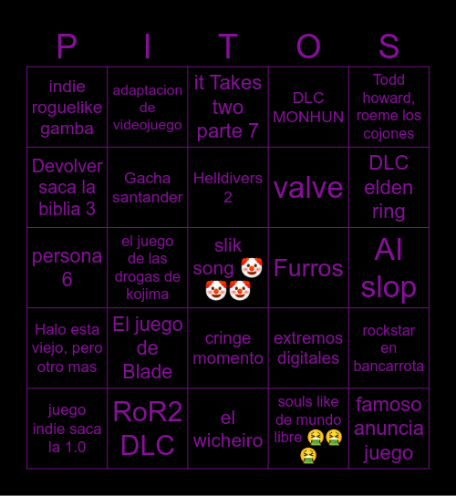E3'nt 2026 Bingo Card