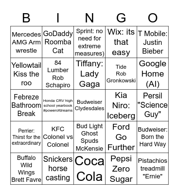 Superbowl LI Bingo Card