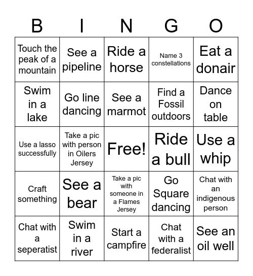 bABes Trip Bingo Card