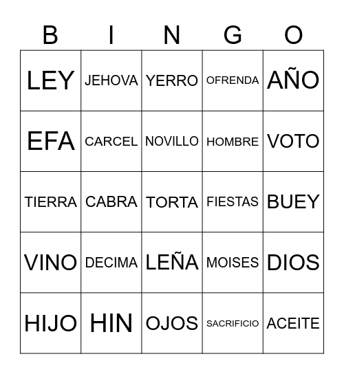 NUMEROS 15 Bingo Card