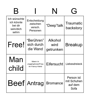 Love is Blind Germany Bingo Card