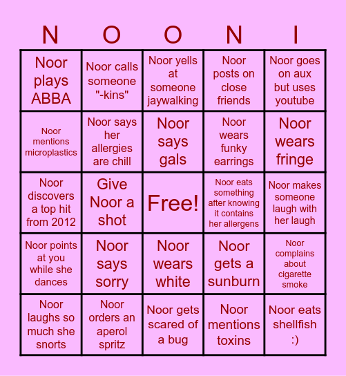 <3  Noorita's Bachelorette <3 Bingo Card