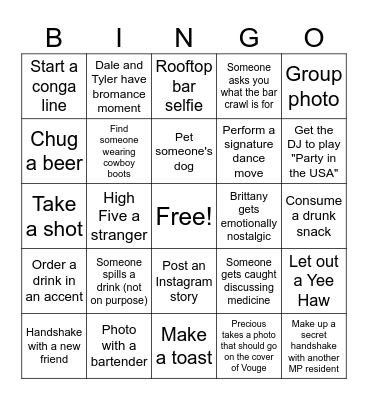 MP Bar Crawl Bing Bingo Card