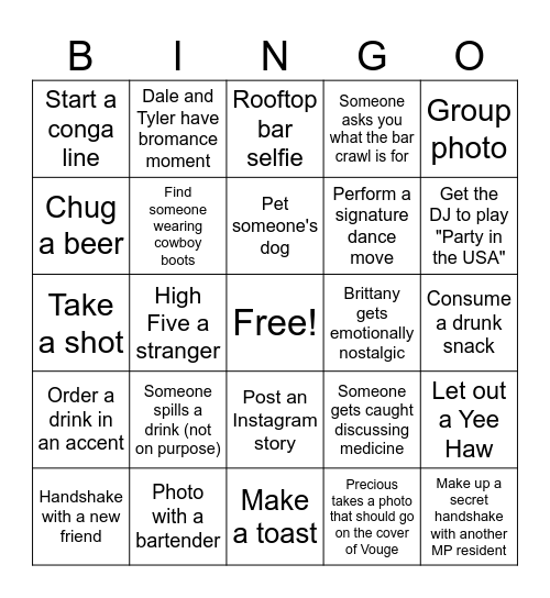 MP Bar Crawl Bing Bingo Card