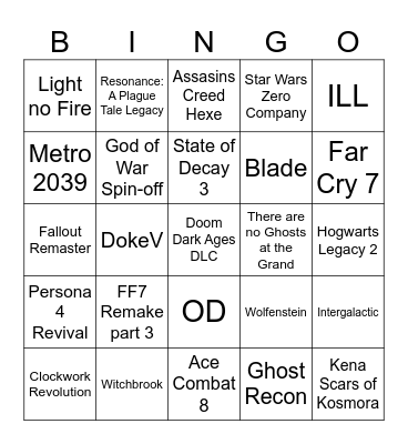Summer Game Fest Showcases Bingo Card
