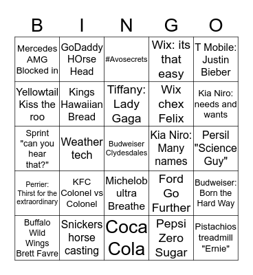 Superbowl LI Bingo Card