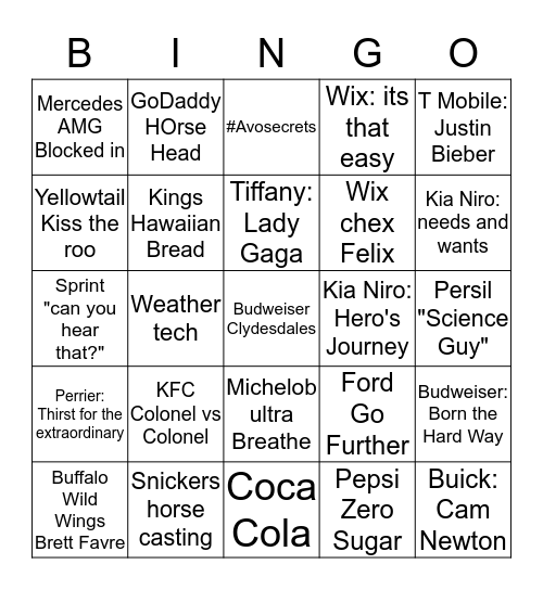 Superbowl LI Bingo Card