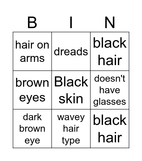 Niko's face reveal bingo Card