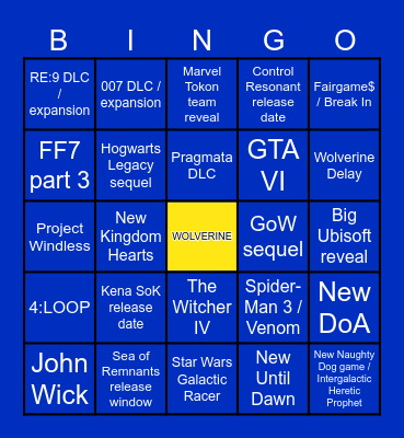 June '26 State of Play Bingo Card