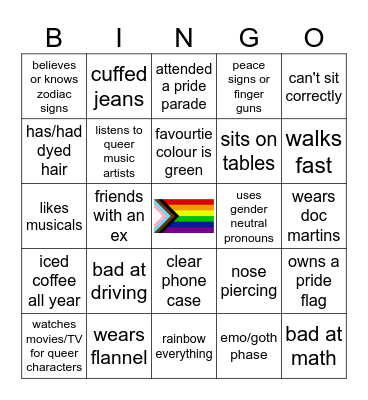 Queer Stereotypes Bingo Card